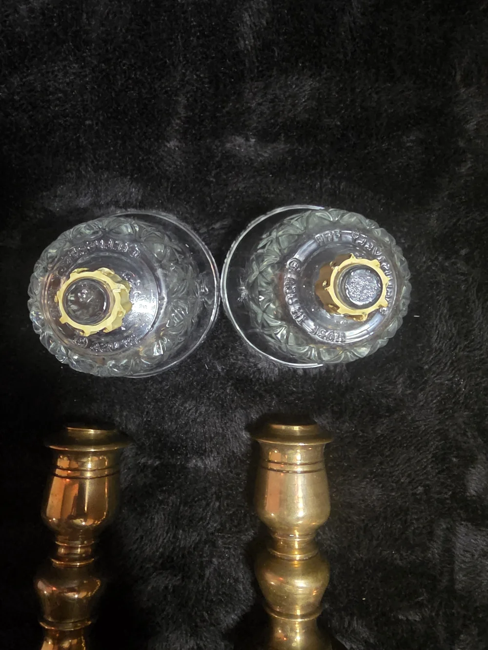 Vintage Solid Brass Candle Holders W Made In USA Glass Votives